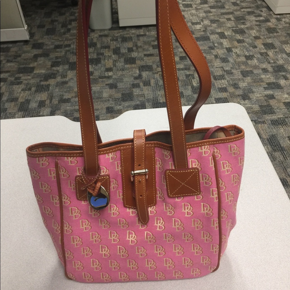 Dooney & Bourke pink logo monogram bucket purse